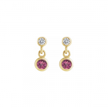 The Auric Diamond Birthstone Drop Earrings for Child | Natural Gemstones & 14K Solid Gold
