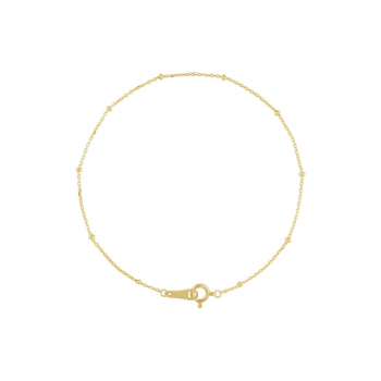The Celestial Dew Drop | 14k Solid Yellow Gold Dainty Satellite Chain Bracelet For Child