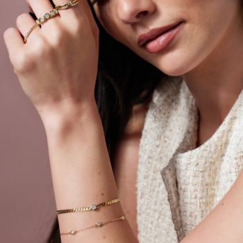 The Heritage Talisman Solid 14K Gold Birthstone Chain Bracelet On Model Six Sisters Beadworks