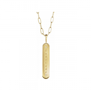 The Sovereign Heirloom Bar | 14k Gold Vertical Engraved Necklace 