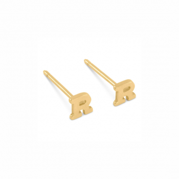 Solid Gold Initial Letter Stud Earrings yellow 14k or 18k