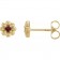 14K Solid Gold Flower Natural Gemstone Birthstone Earrings | Flora Petite Garnet January