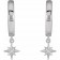 14K White Gold Natural Diamond Star Dangle Hinged Hoop Earrings