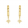 14K Gold Natural Diamond Star Dangle Hinged Hoop Earrings