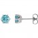 The Regency Crown Studs/ Natural Birthstone & Brilliant Diamond Earrings in 14K White Gold December Blue Zircon